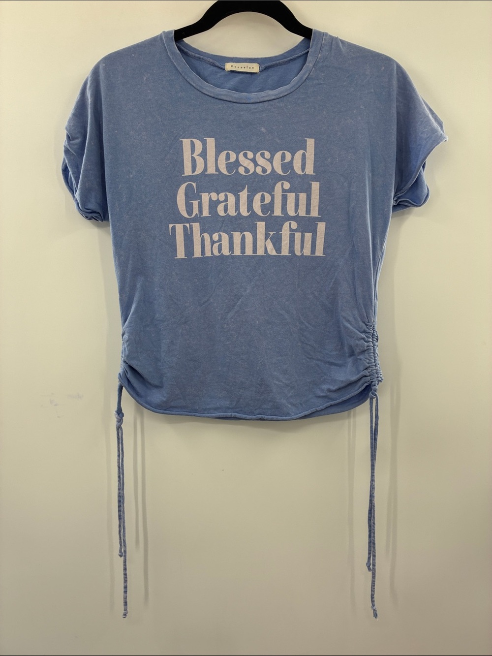 3For$20 Occasion Blue "Blessed Grateful Thankful" Short Sleeve Tee size: M